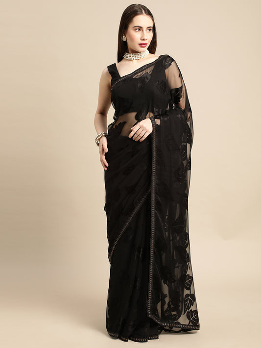 Floral Sequinned Pure Georgette Saree
