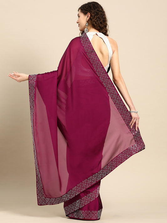 Solid Beads and Stones Saree